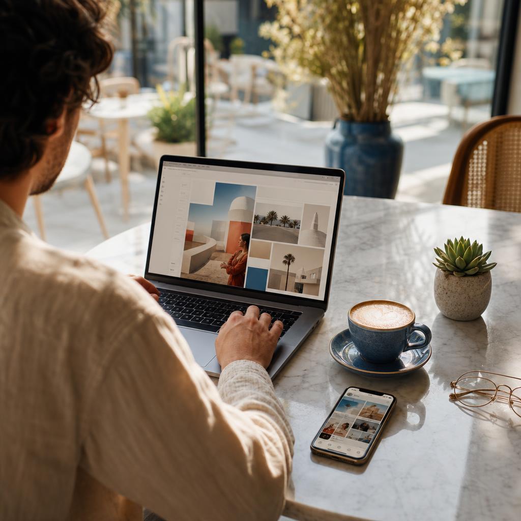 Smartphone showing a creative social media product post